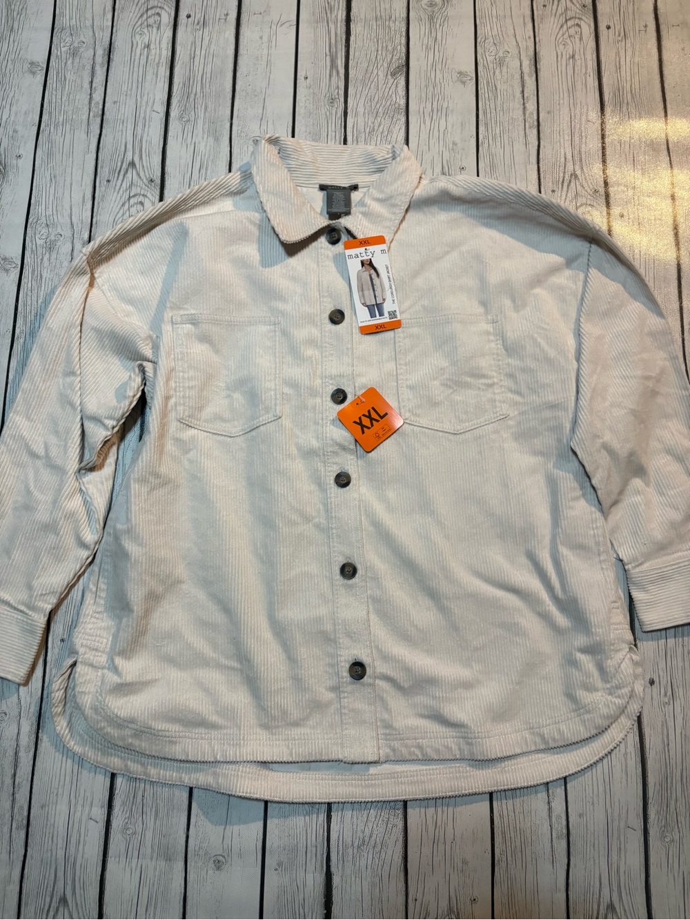 Matty M Men's Corduroy Button-Front Shirt Jacket in Light Beige